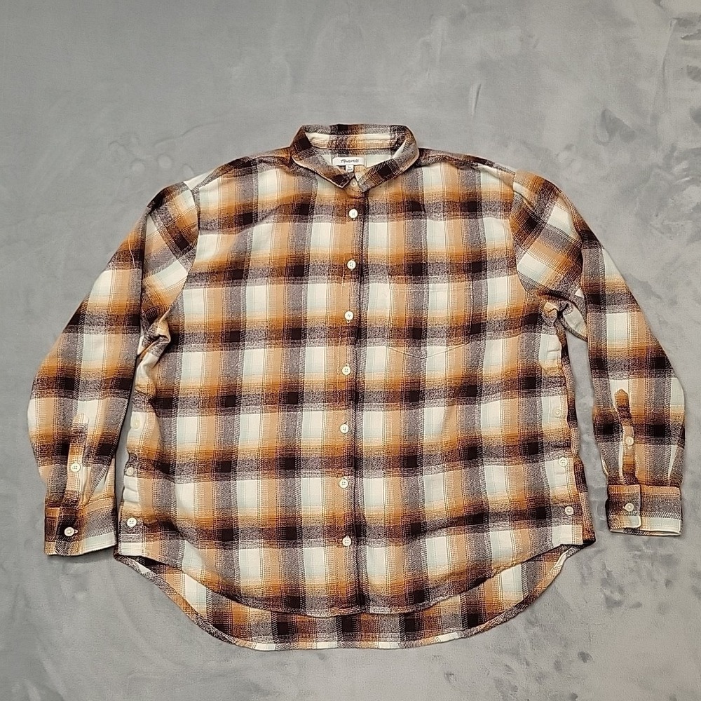 Madewell Shirt Womens XL Brown Plaid Button Down Flannel Long Sleeve Casual boho